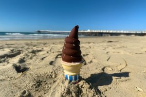 glazed ice cream in sand in pacific beach san diego