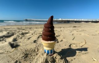 glazed ice cream in sand in pacific beach san diego