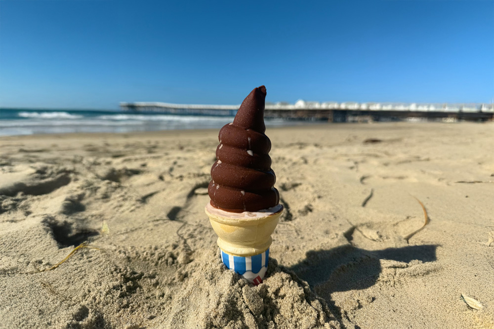 glazed ice cream in sand in pacific beach san diego